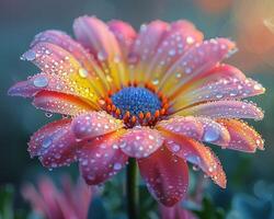 färsk dagg på en färgrik trädgård blomma foto