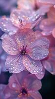 delikat blomma kronblad närbild med dagg foto