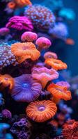 närbild av vibrerande korall under de hav foto