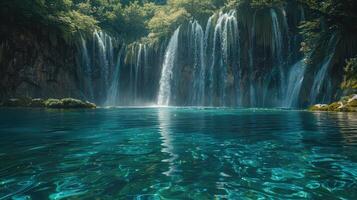 vattenfall i plitvice nationell parkera, kroatien foto