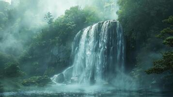 en vattenfall i de mitten av en skog foto