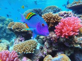 fisk är simning bland de korall rev foto