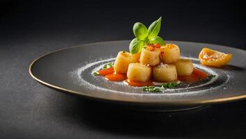 Gnocchi utsökt i en restaurang foto