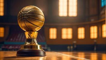 gyllene trofén kopp vinnare basketboll boll foto