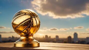 gyllene trofén kopp vinnare basketboll boll foto