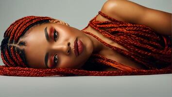 porträtt av en chic afrikansk amerikan flicka med dreadlocks foto