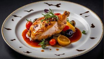 provensalsk kyckling i en restaurang tabell foto