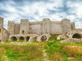 mamure slott, medeltida slott krenellationer, embrasures, parapet och merlons foto