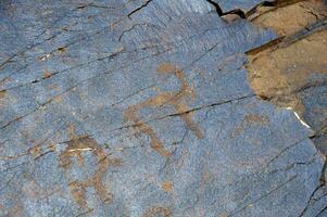 petroglyphs inom de arkeologisk landskap av tamgaly. almaty område, kazakhstan foto