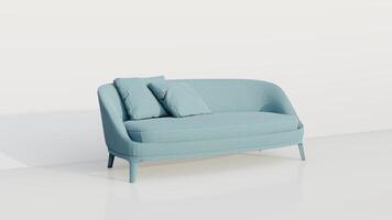 3d tolkning modern minimalistisk blå soffa foto
