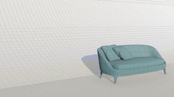 3d tolkning modern minimalistisk soffa på plan foto