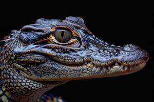 huvud av en krokodil paleosuchus palpebrosus dvärg- kajman foto