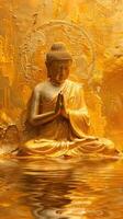gyllene buddha staty i fredlig meditation foto