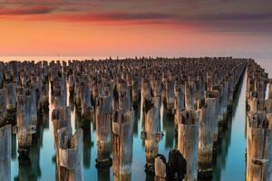 prinsar pir på hamn melbourne foto