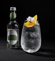 uppfriskande gin och tonic cocktail med citrus- garnering foto