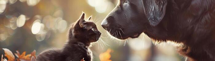 Foto av labrador retriever och persisk katt