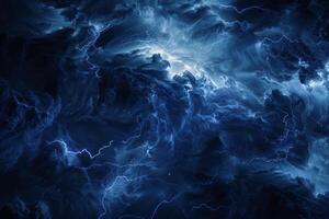 dramatisk storm med elektrisk blå vågor och blixt- foto