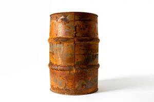 årgång ockra färgad olja trumma med rustik patina foto
