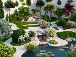 3d trädgård landskap planerare mallar foto
