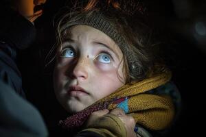 flykting kris - påverkan av krig, klimat förändra, politisk oro, avslöjande de humanitär katastrof med hungrig barn sökande tillflykt mitt i en global demografisk kris utvandrare läger foto