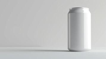 vit dryck kan på enkel bakgrund foto