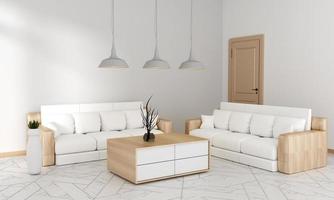 soffa i vardagsrummet för mock up japansk modern stil, 3d-rendering foto