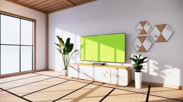 skåp design granit och trä i moderna tomma rum och vit vägg på vitt golv rum tropisk stil. 3d-rendering
