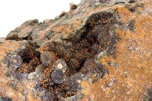 makro sten mineral kvarts med klorit på en vit bakgrund foto