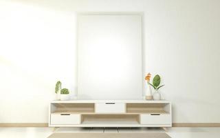 skåp modernt tomt rum, minimal design i japansk stil. 3d-rendering