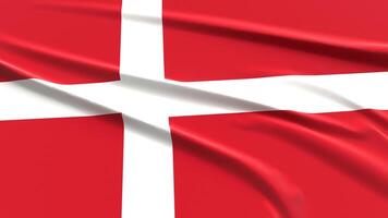 Danmark flagga. tyg texturerad danskar flagga. 3d framställa illustration. foto