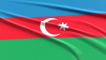 azerbaijan flagga. tyg texturerad azerbajdzjanska flagga. 3d framställa illustration. foto