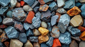olika samling av färgrik stenar och stenar foto