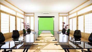 kontorsverksamhet - vackert mötesrum och konferensbord i Japan, modern stil. 3d-rendering foto