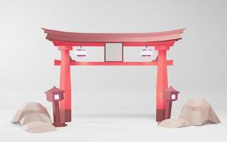 podium - piedestal för traditionella japanska produkter för redigering. 3d rödfärgning foto