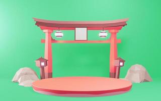 podium - piedestal för traditionella japanska produkter för redigering. 3d rödfärgning foto