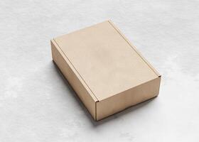 kartong låda på topp av cement golv, användbar för attrapp foto