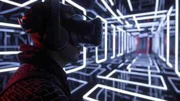 en virtuell verklighet spel var de spelare måste navigera en labyrint använder sig av endast deras ögon portion till förbättra öga rörelse och samordning foto