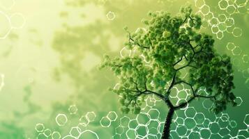 en digital grafisk av en träd tillverkad upp av invecklad molekyl strukturer skildrar de naturlig ursprung av biodiesel som en förnybar resurs. foto