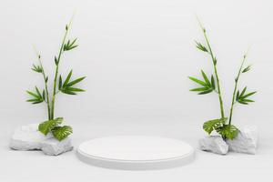 tropisk podium minimal geometrisk och bambu japansk dekoration .3D-rendering foto