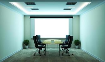 styrelserum mötesrum och konferensbord, modern stil. 3d-rendering foto