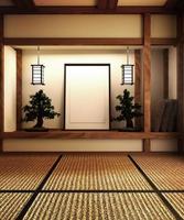 mock up, designad specifikt i japansk stil, tomt rum. 3d-rendering foto