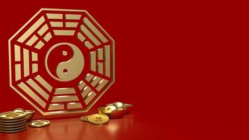 de guld bagua symbol av taoism för religion begrepp 3d tolkning. foto
