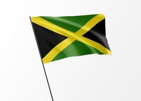 jamaica flagga vajar högt i den isolerade bakgrunden jamaica självständighetsdagen. 3d illustration världens nationella flagga samling foto