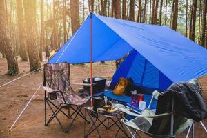 naturturism, camping mitt i tallskogen. camping på berget. vid nationalparken doi inthanon chiangmai. i Thailand foto