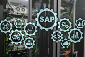 SAP systemprogramvara automatisering koncept på virtuella skärmen datacenter foto