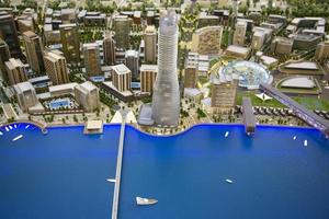 belgrad, serbien, 2014 - modell av byggprojektet vid vattnet i Belgrad. Projektet startade 2014 och kommer att omfatta bostadshus, kontor, köpcentra, hotell och Belgrad Tower. foto