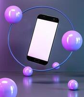 mobiltelefon på pastellbakgrund med 3d -grafik. foto