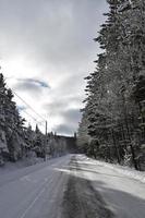 en landsväg på vintern foto