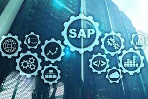 SAP systemprogramvara automatisering koncept på virtuella skärmen datacenter foto