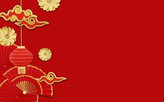 3D-rendering av gott kinesiskt nytt år med lykta på röd bakgrund foto